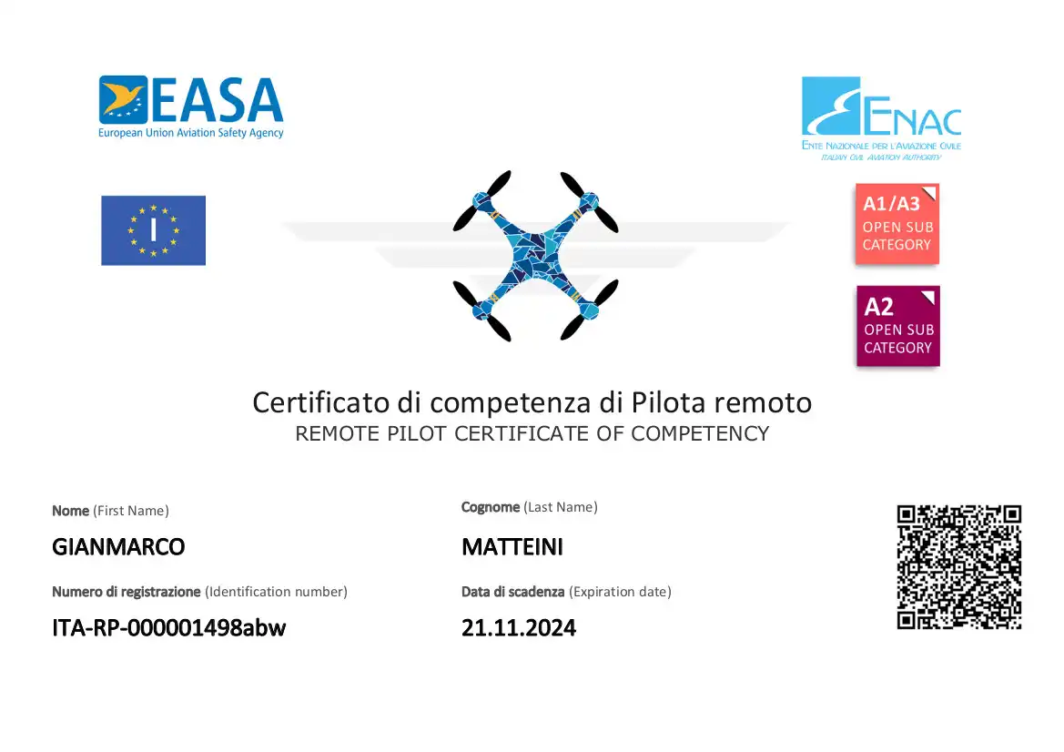 Certificato di competenza di Pilota remoto